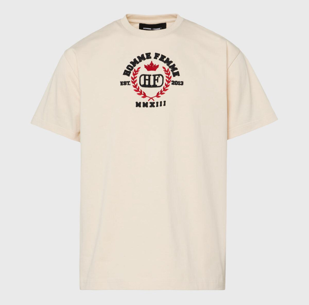 Embroidered Royal Crest Tee Cream