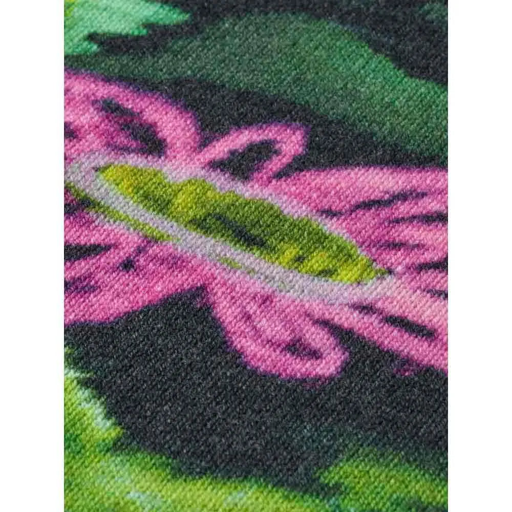 Drop Shoulder Floral Jacquard Sweater