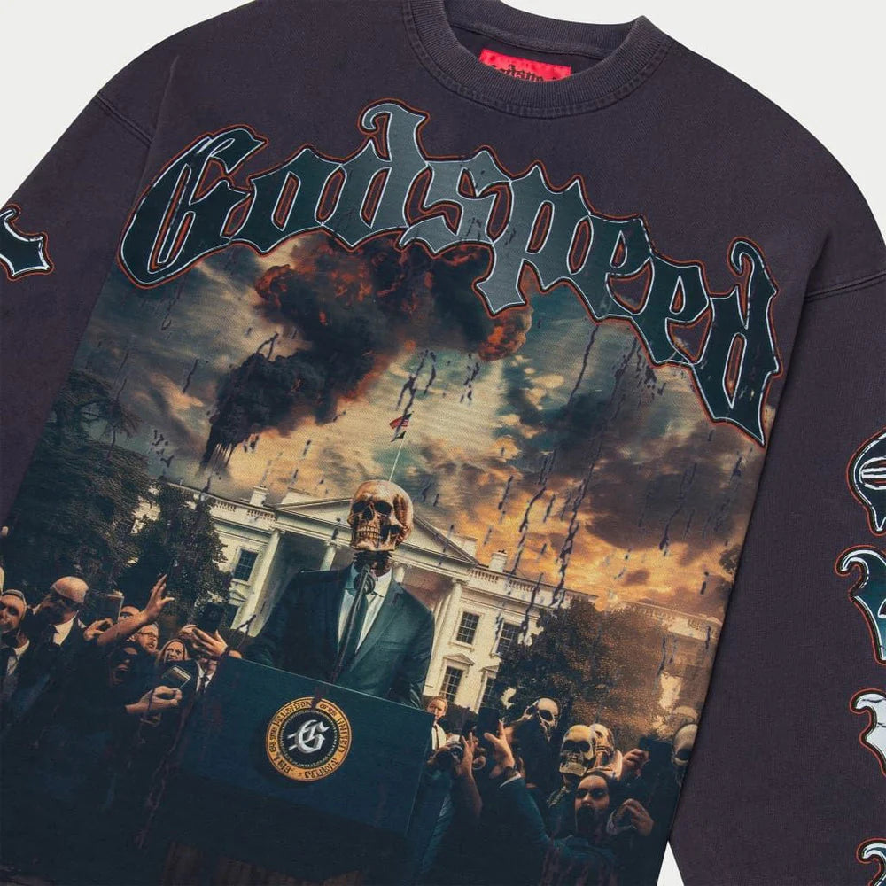 Godspeed Vote Or Die |Navy wash |long sleeve t-shirt