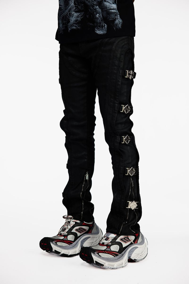 Obsidian Black Buckle Denim