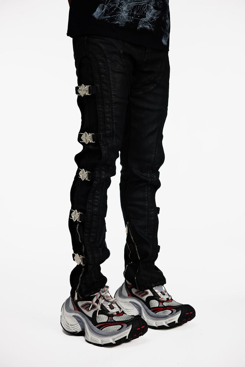 Obsidian Black Buckle Denim