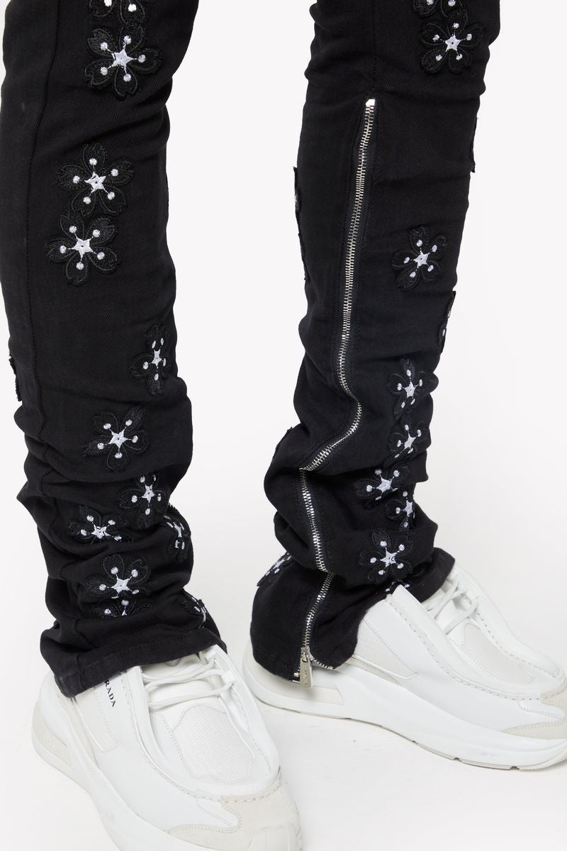 Obsidian Black Blossom Denim