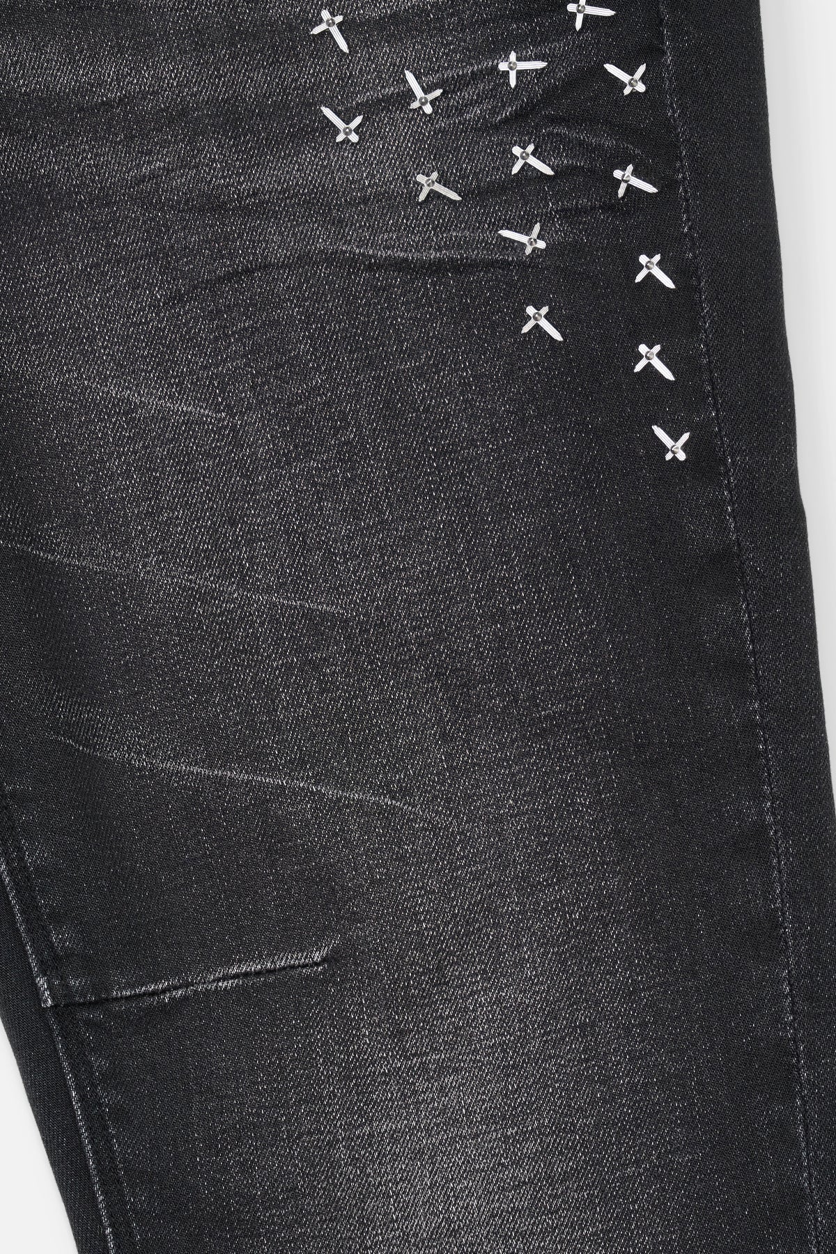 OLIVIER SKINNY STUDDED JEAN | GRAPHITE FADE CROSS