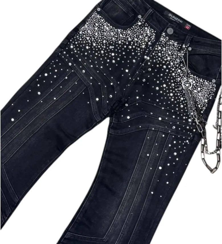 GUNZINII Rhinestone Baggy Denim