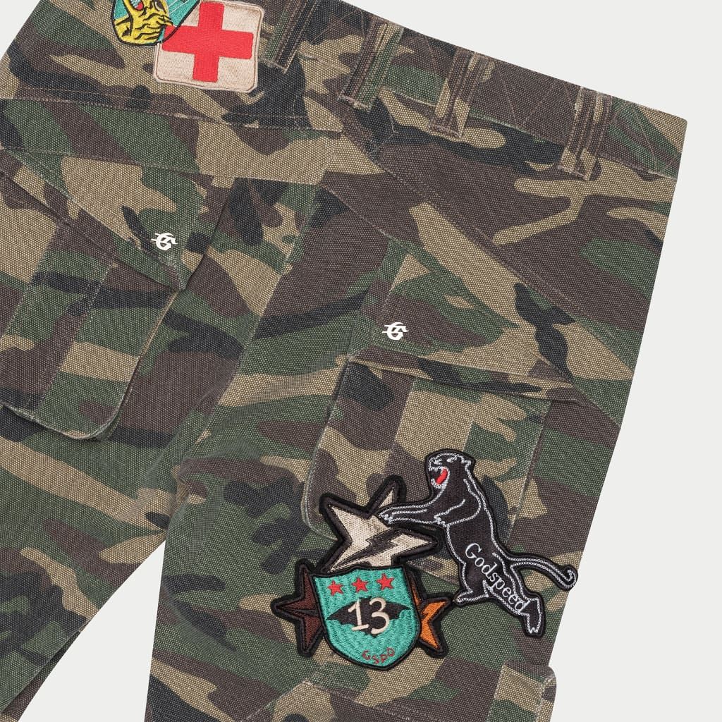 Patchwork Flared Cargo Pants