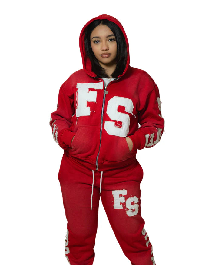 FOREVER SITUATED SWEATSUIT | RED