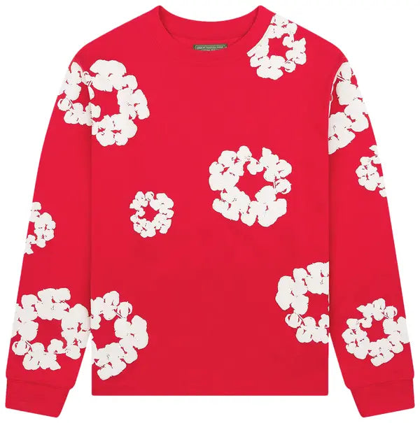 Denim Tears Long-Sleeve Wreath Tee 'Red'