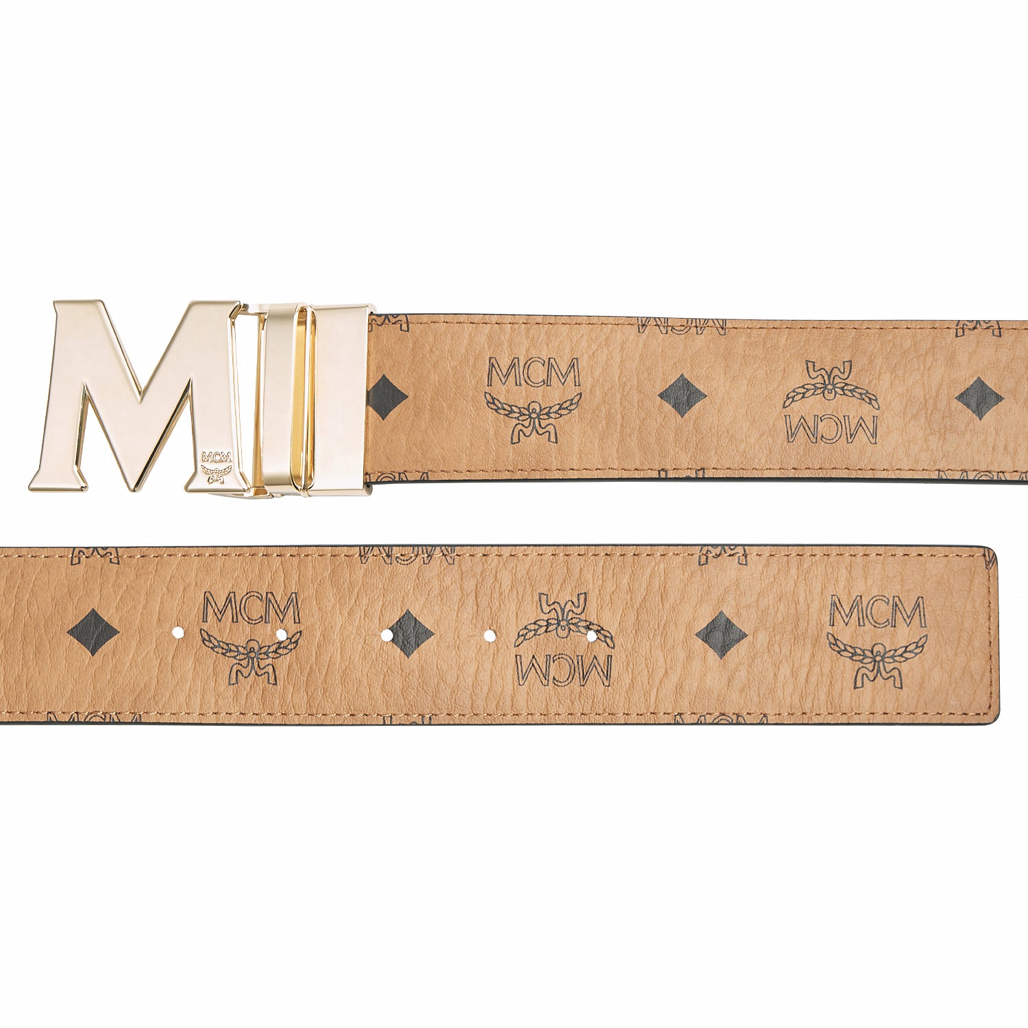 Claus M Reversible Belt 1.75" in Visetos | COGNAC/GOLD