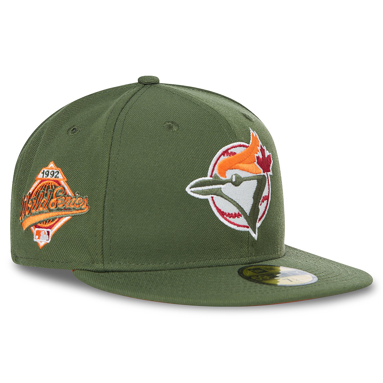 Olive Green Toronto Blue Jays Orange Bottom 1992 World Series Side Patch New Era 59Fifty Fitted