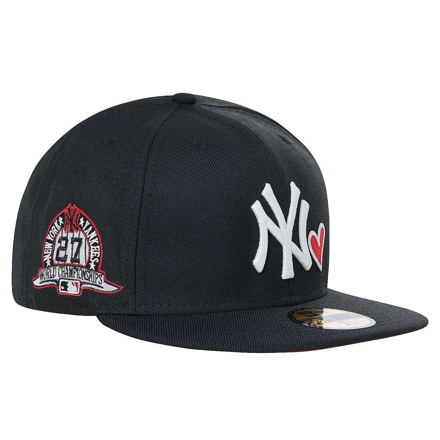 NEW YORK YANKEES 27TH CHAMPIONSHIP BLACK RED BRIM NEW ERA FITTED HAT