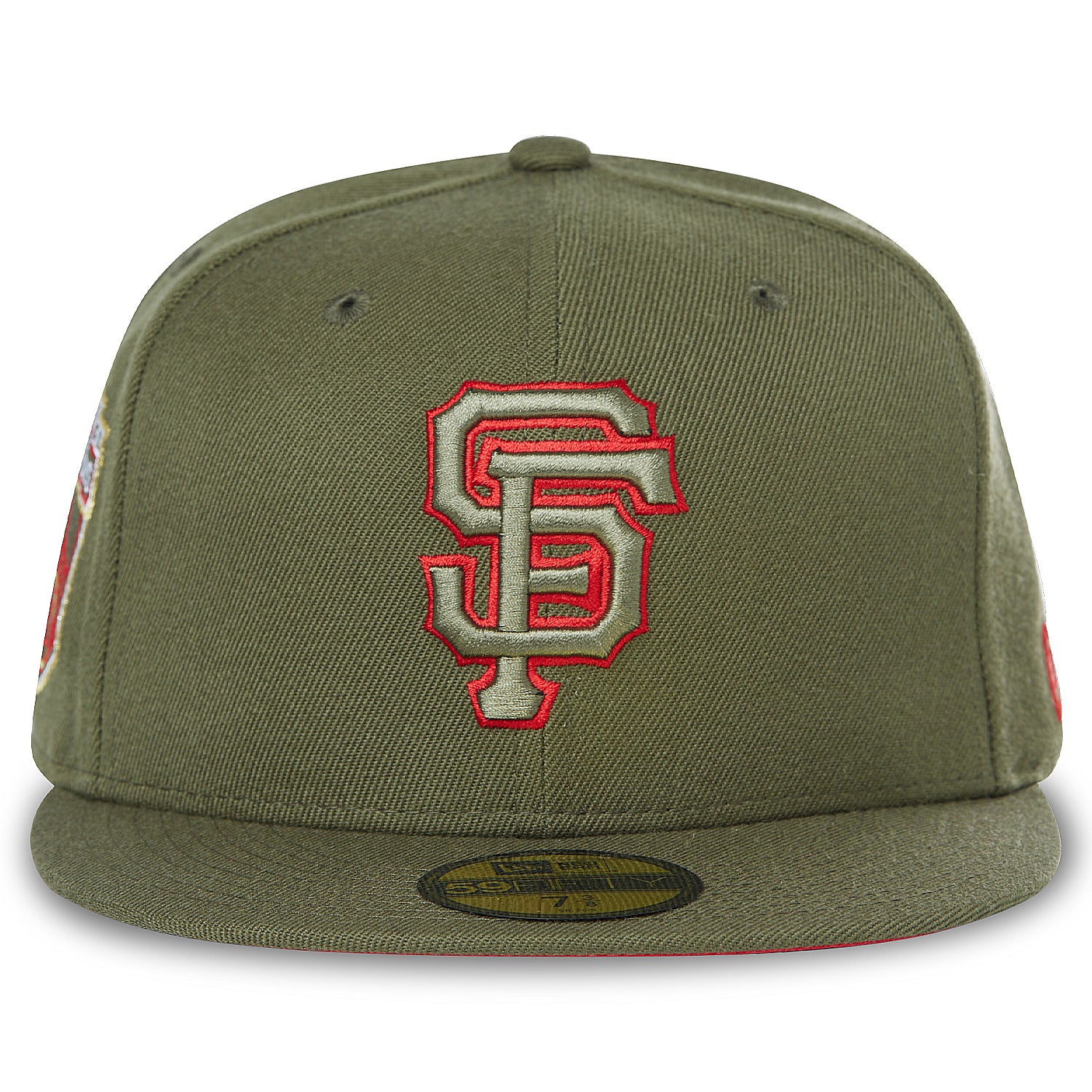 New Era San Francisco Giants Olive 2010 World Champions Scarlet Undervisor 59FIFTY Fitted Hat