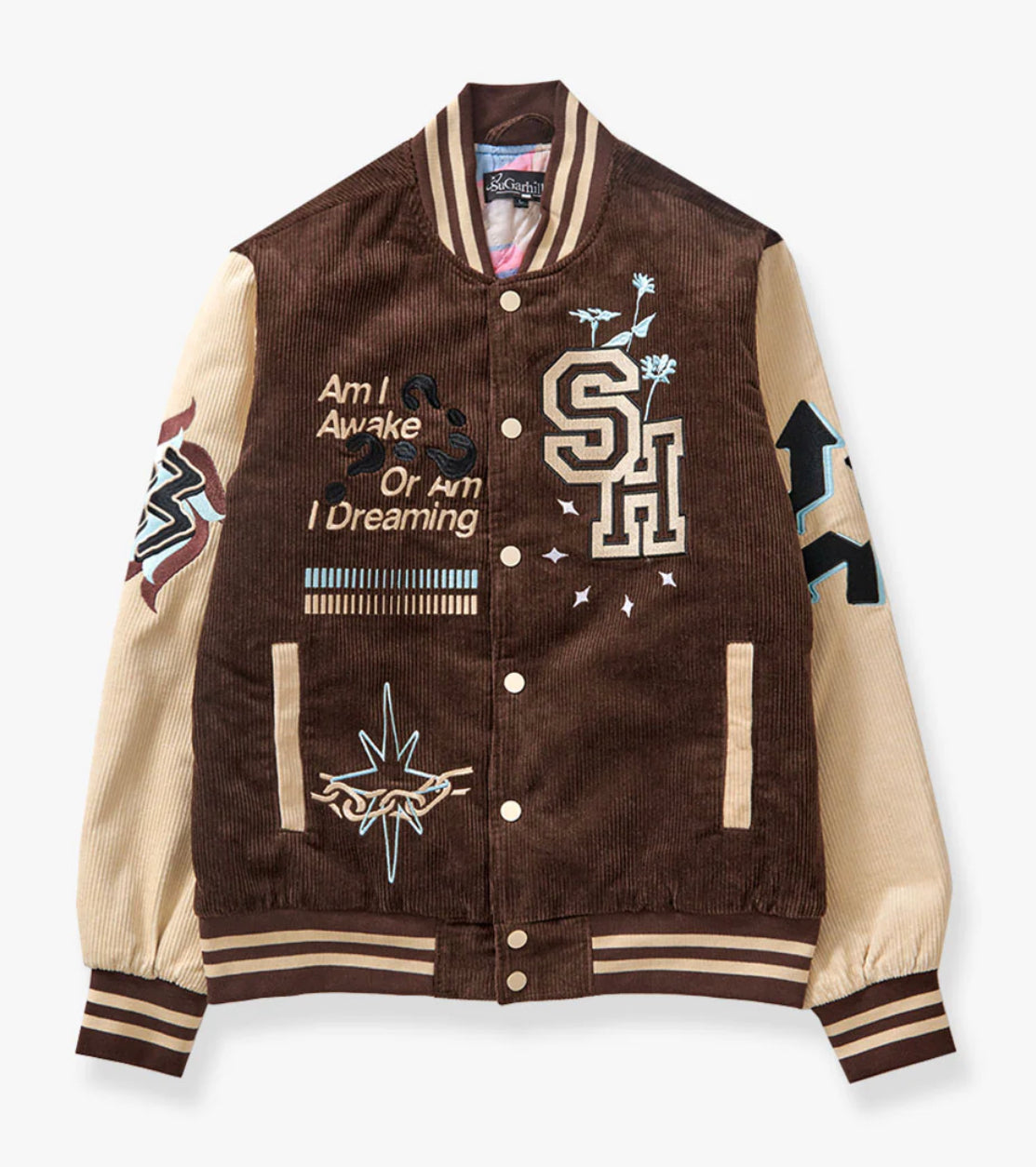 "PARANOID" CORDUROY LETTERMAN (BROWN)