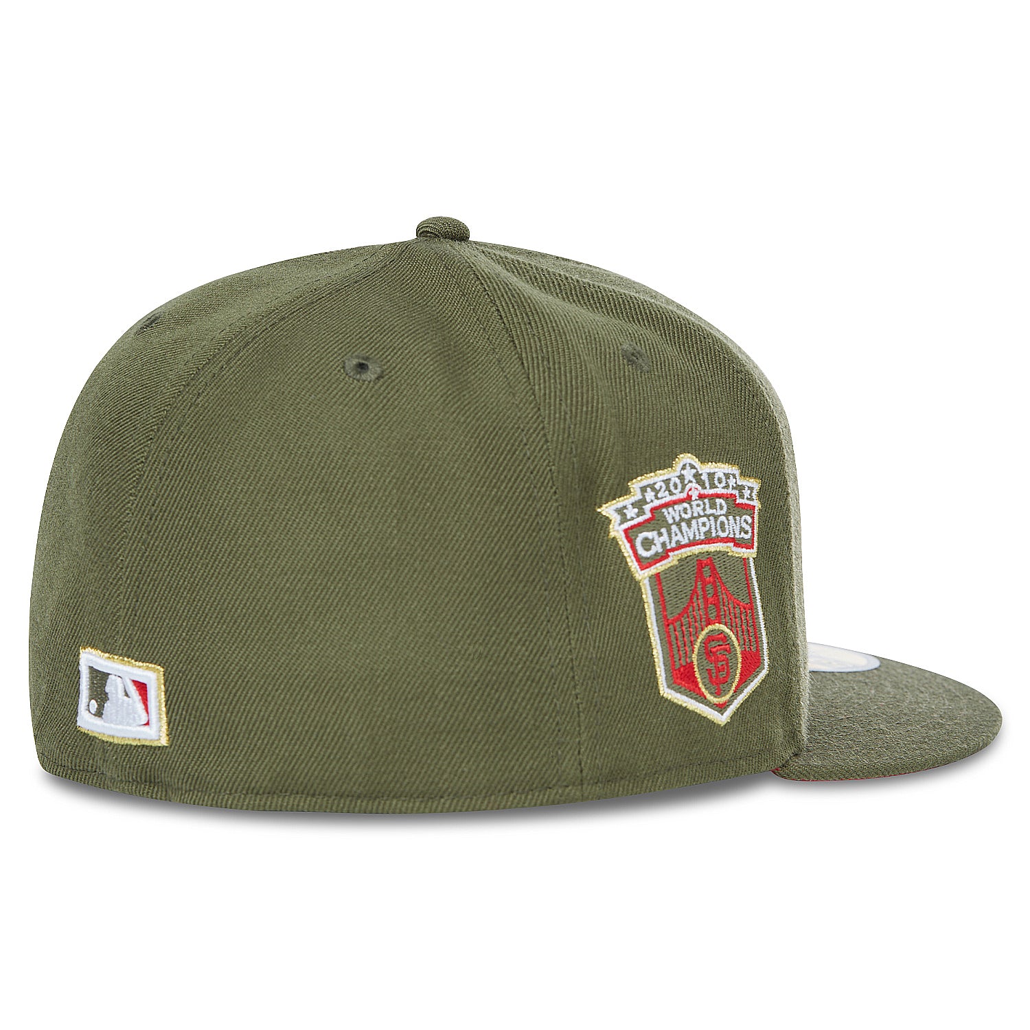 New Era San Francisco Giants Olive 2010 World Champions Scarlet Undervisor 59FIFTY Fitted Hat