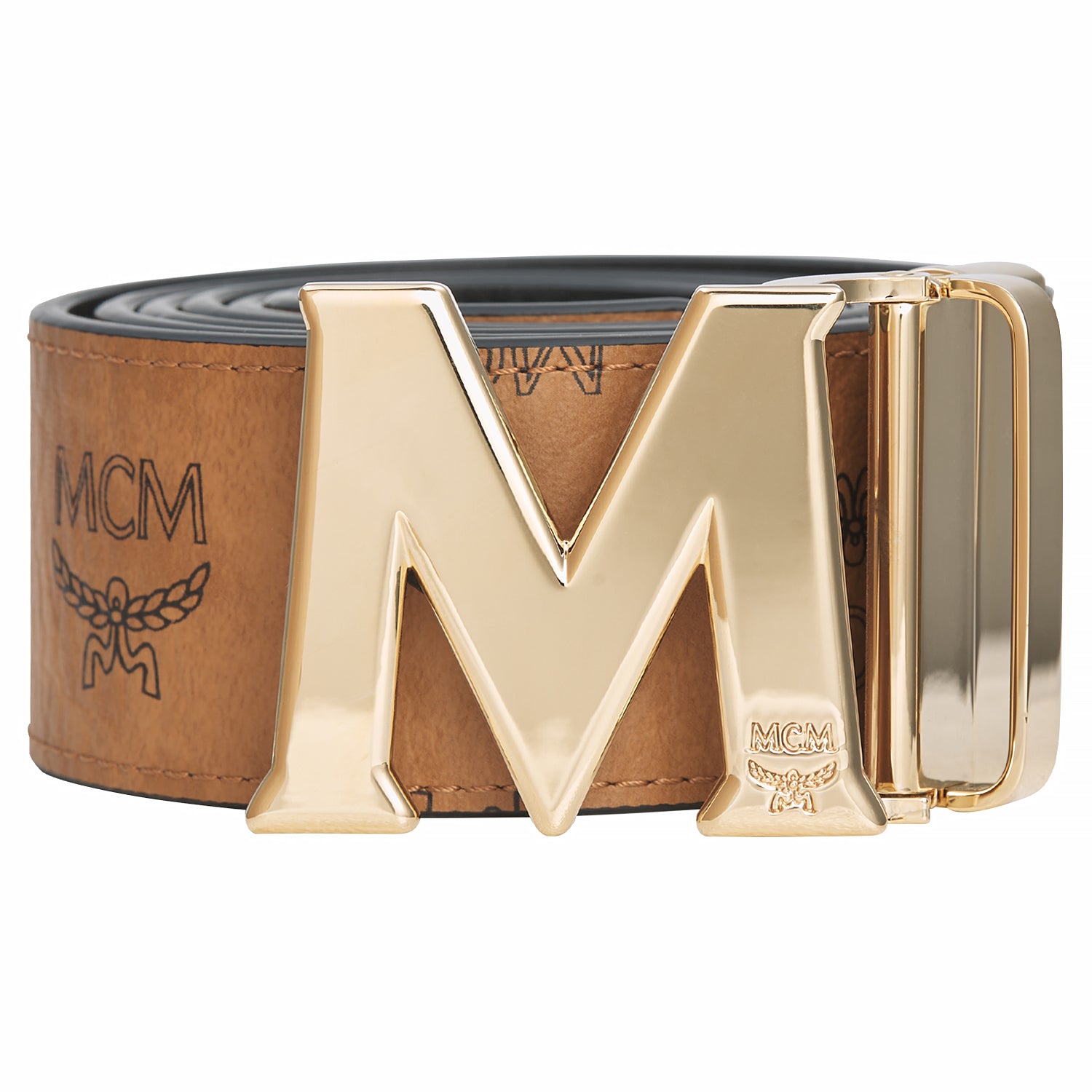 Claus M Reversible Belt 1.75" in Visetos | COGNAC/GOLD