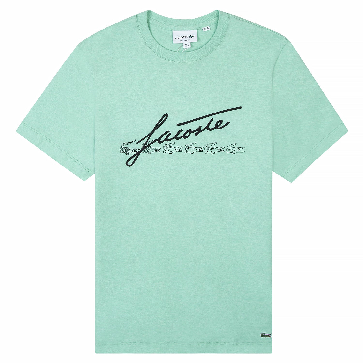 Signature And Crocodile Print Crew Neck Cotton T-Shirt