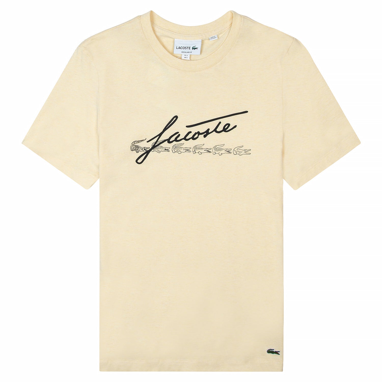 Signature And Crocodile Print Crew Neck Cotton T-Shirt | Yellow