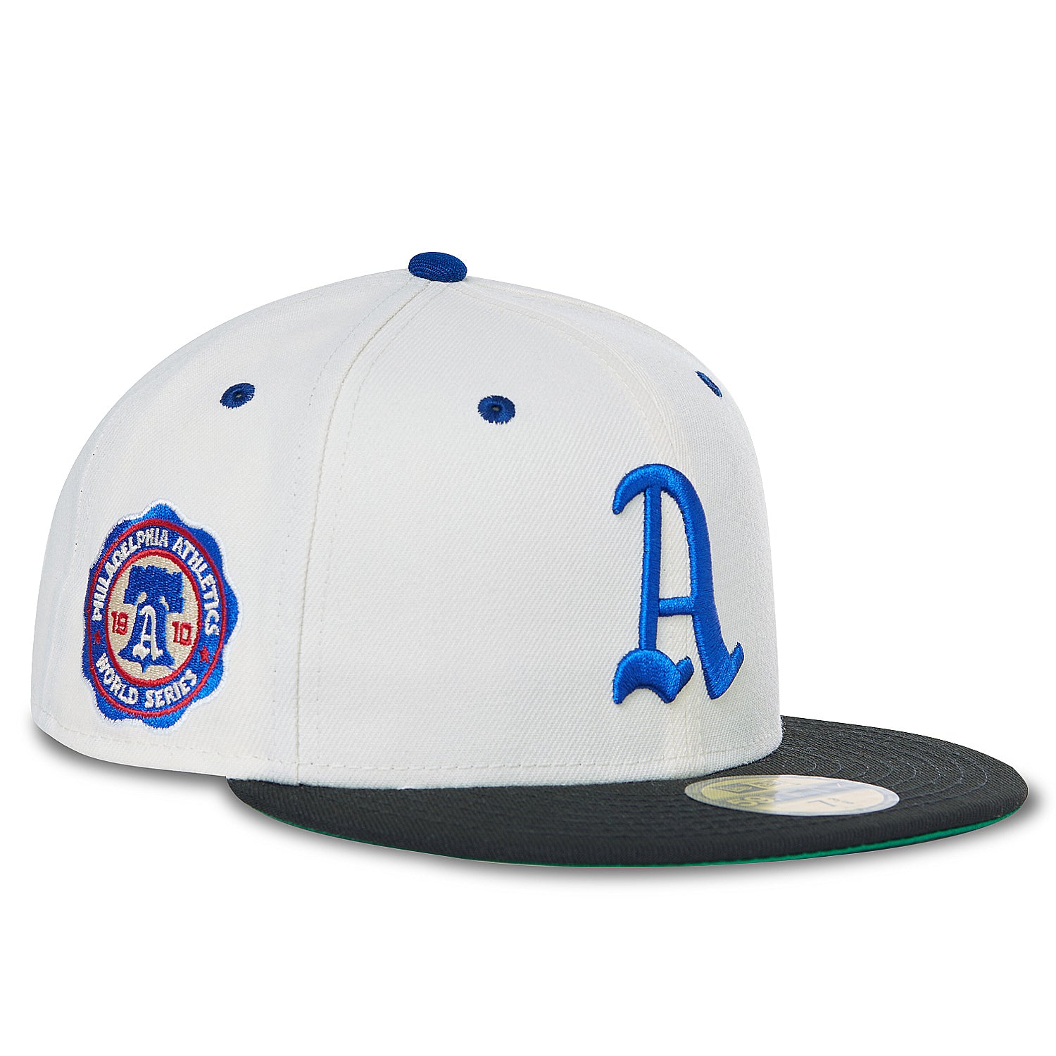 PHILADELPHIA ATHLETICS (WHITE) (1910 WORLD SERIES) NEW ERA 59FIFTY FITTED (GREEN UNDER VISOR)