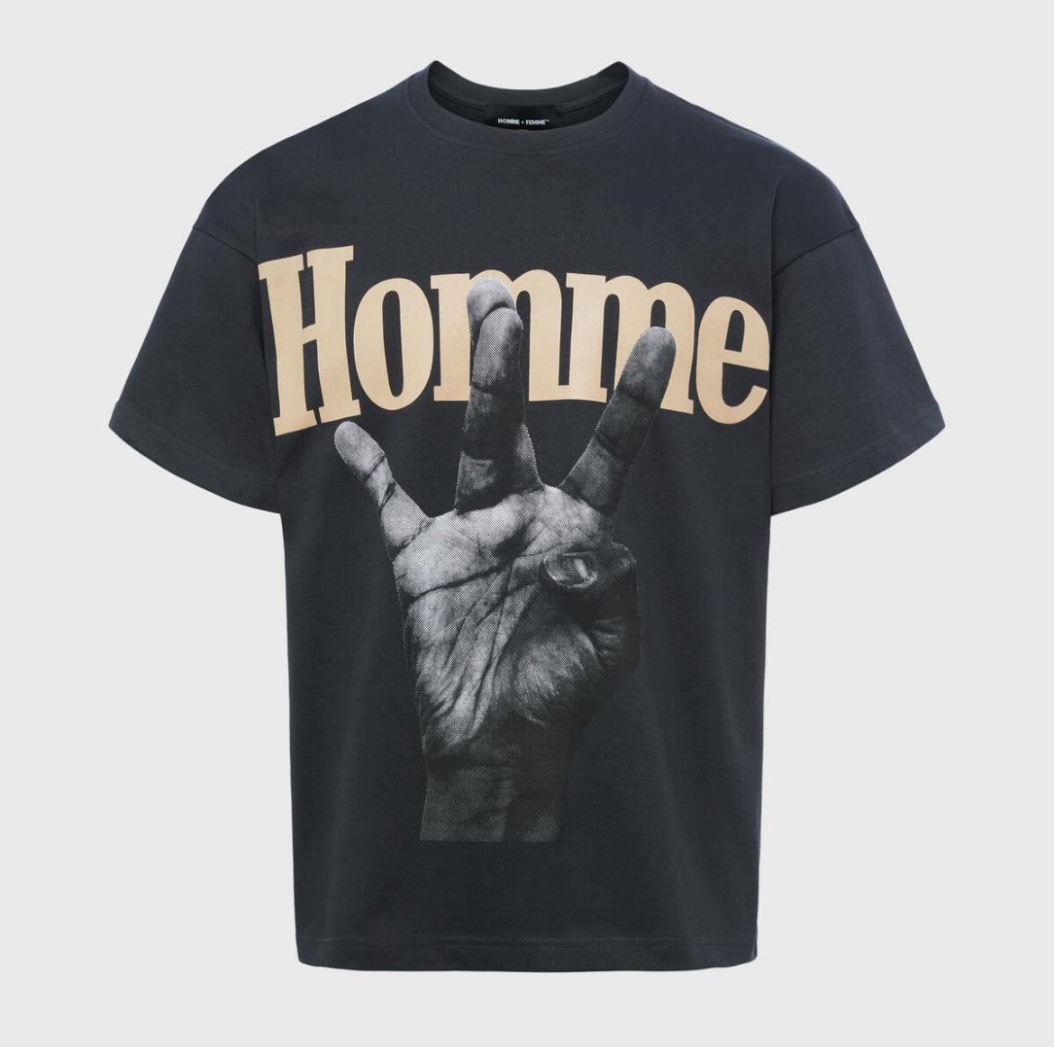 Twisted Fingers Tee Charcoal with Taupe