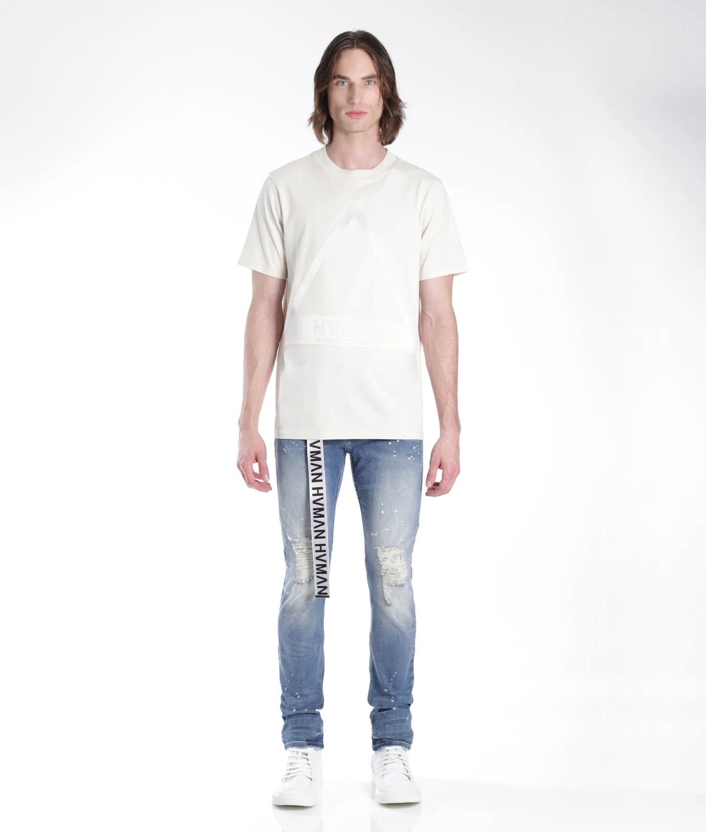 STRAT SUPER SKINNY FIT JEAN w/WHITE BELT IN LICHEN