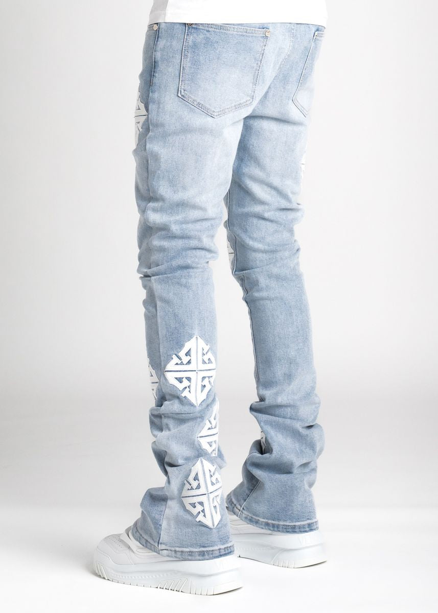 Aqua Blue Icon Stacked Denim