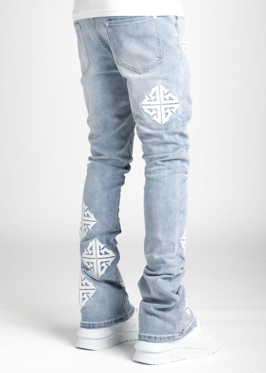 Aqua Blue Icon Stacked Denim