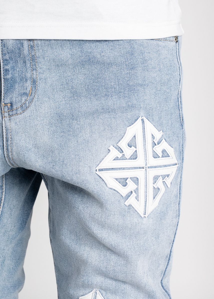 Aqua Blue Icon Stacked Denim