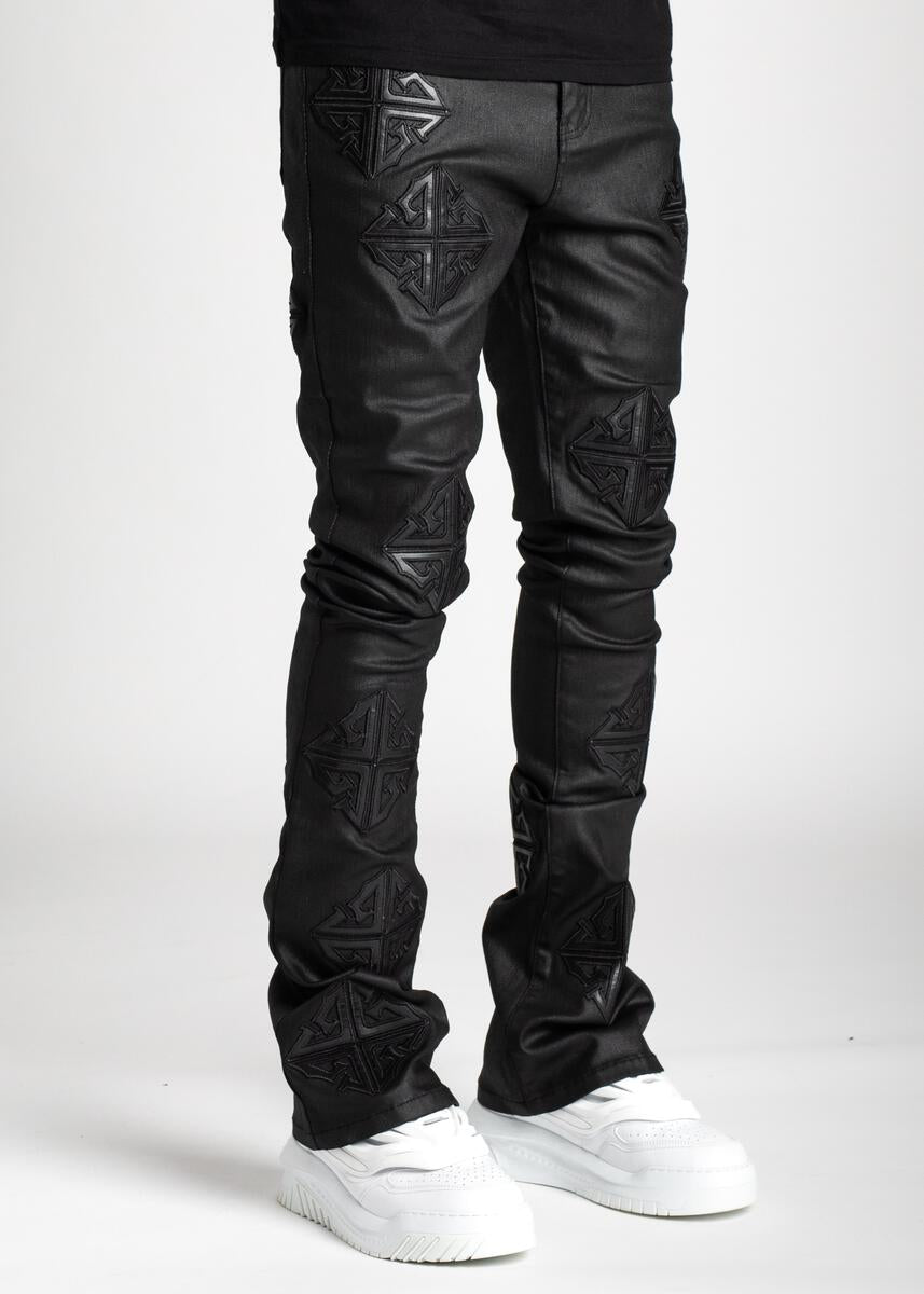 Obsidian Black Icon Stacked Denim