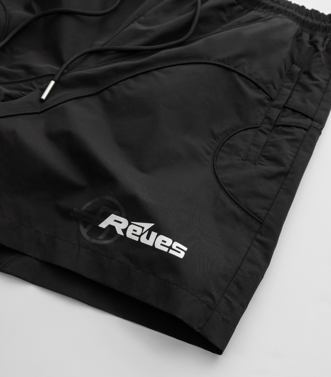 Black "Linear" Premium Nylon Shorts