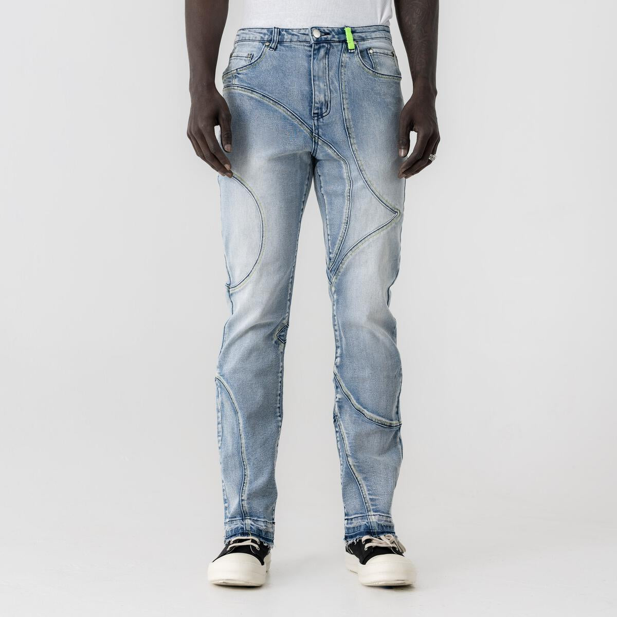 Double R" washed indigo denim