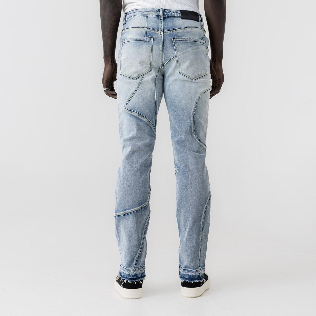 Double R" washed indigo denim