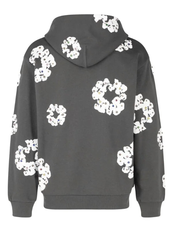 Rhinestone Wreath zip hoodie