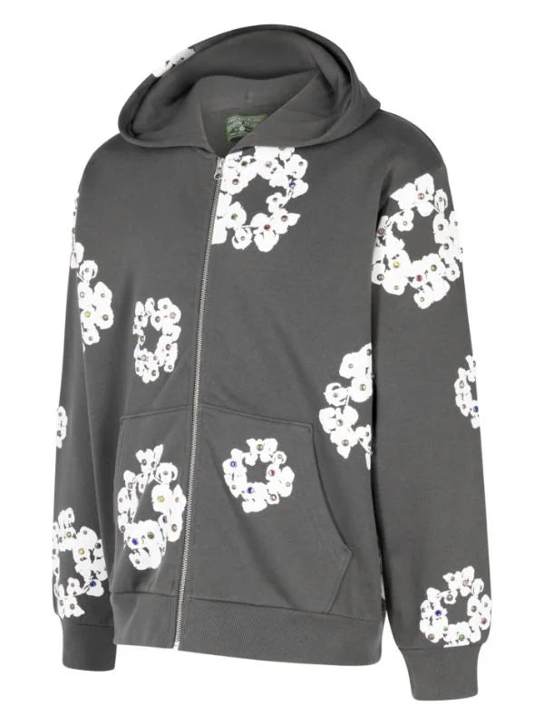 Rhinestone Wreath zip hoodie