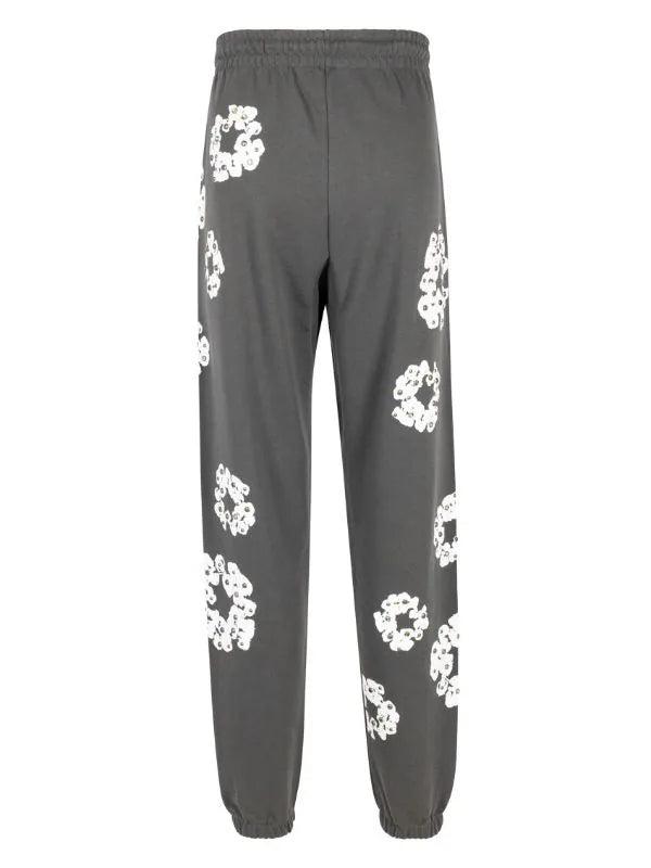 Rhinestone Cotton Wreath-print track pants