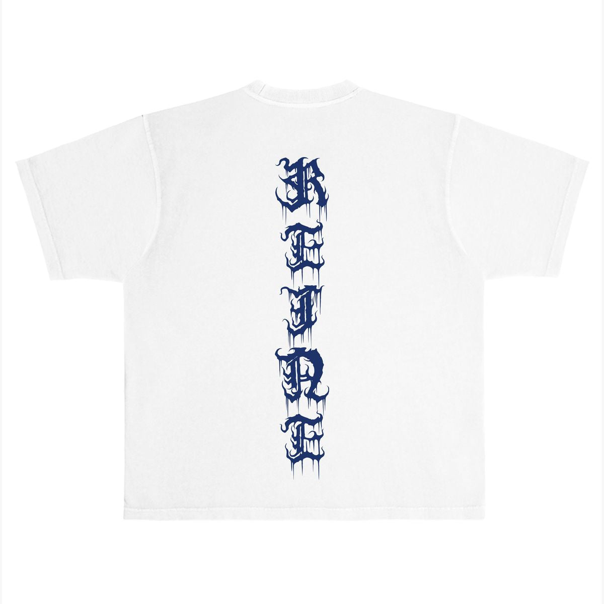 DARE DEVIL" HEAVYWEIGHT LUXURY T-SHIRT WHITE AND NAVY