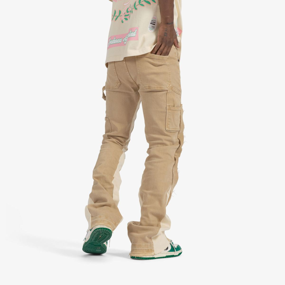 "REVOLVER" STACKED JEANS (KHAKI/IVORY)