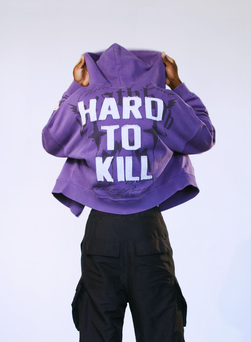 WAR ZIP CROPPED HOODIE