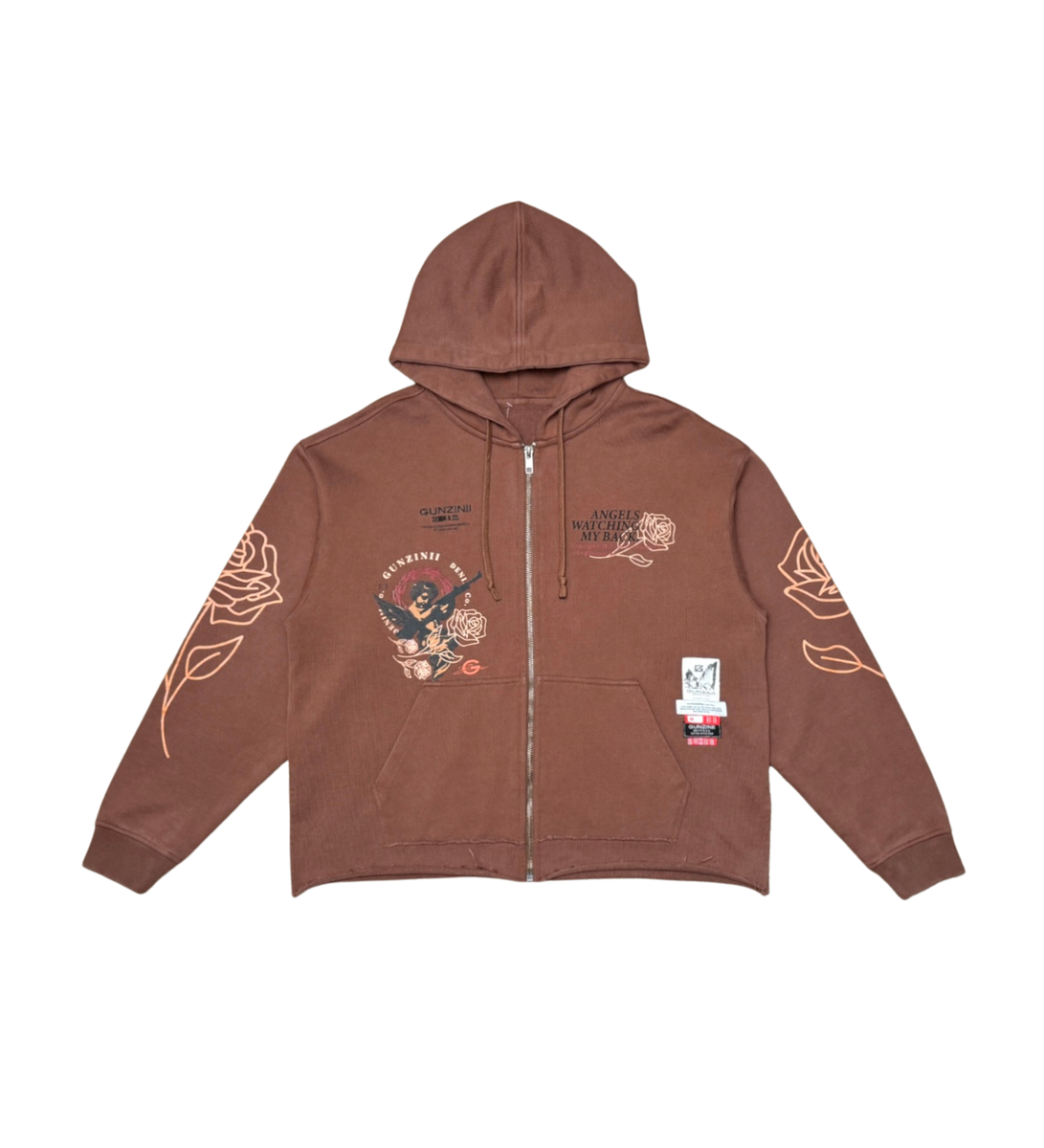 Angel Watch My Back | Hoodie | Brown