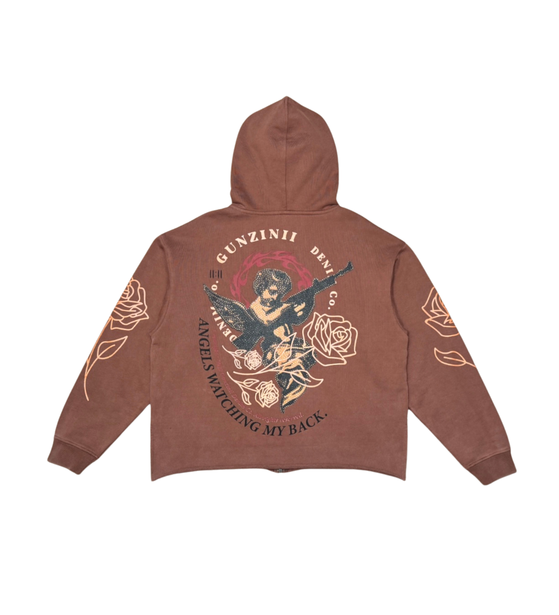 Angel Watch My Back | Hoodie | Brown