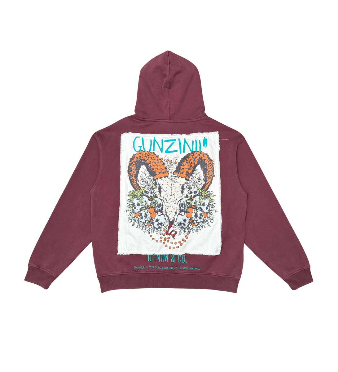 ZINII GOAT SKULL ZIP CROP HOODIE