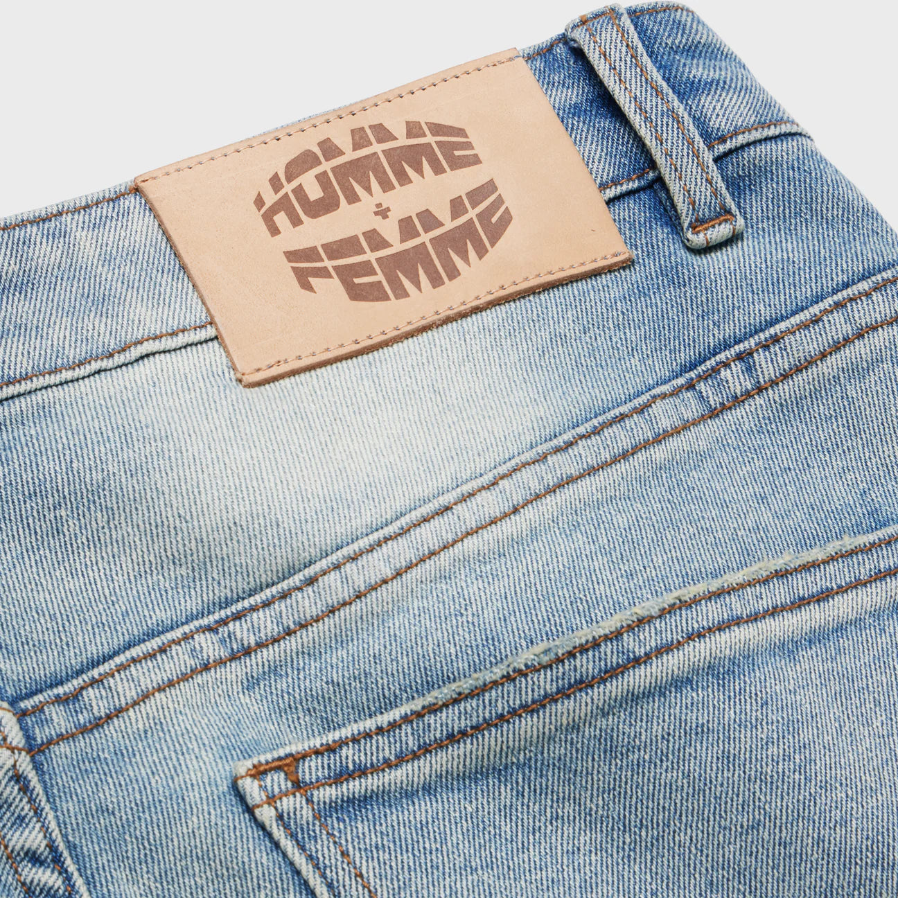 Distressed Strap Cargo Flare Denim | Light Wash