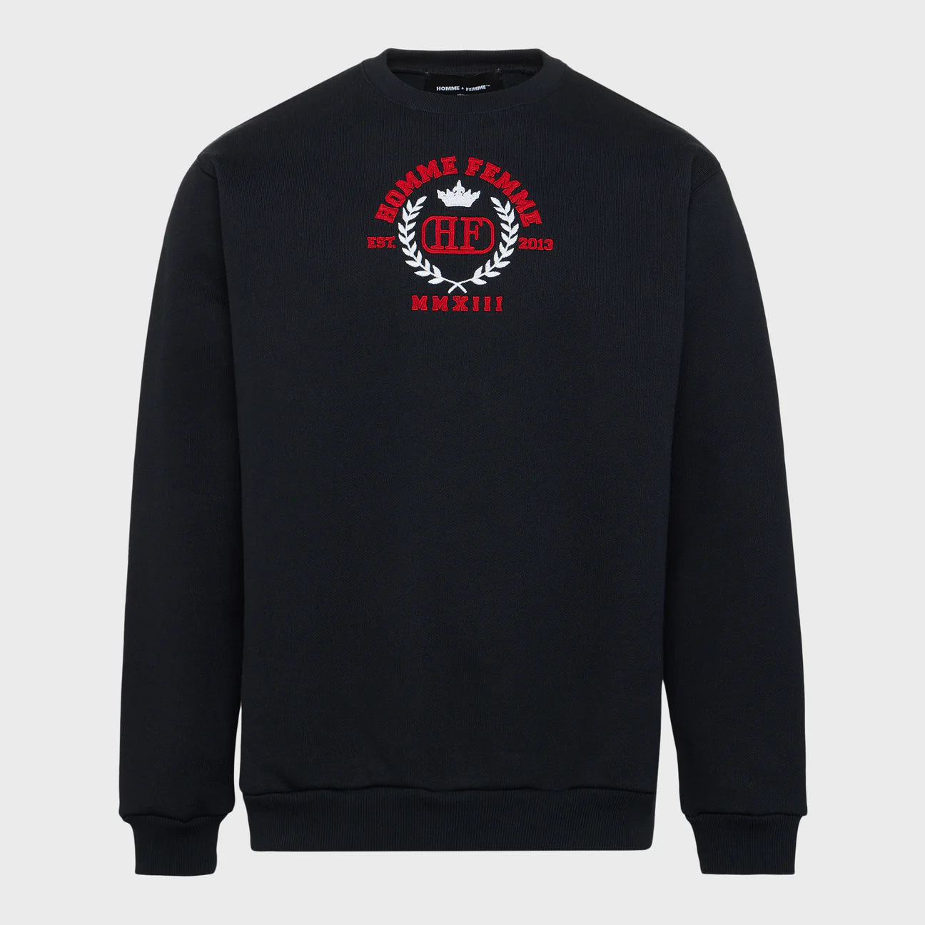 Embroidered Royal Crest Crewneck | Black