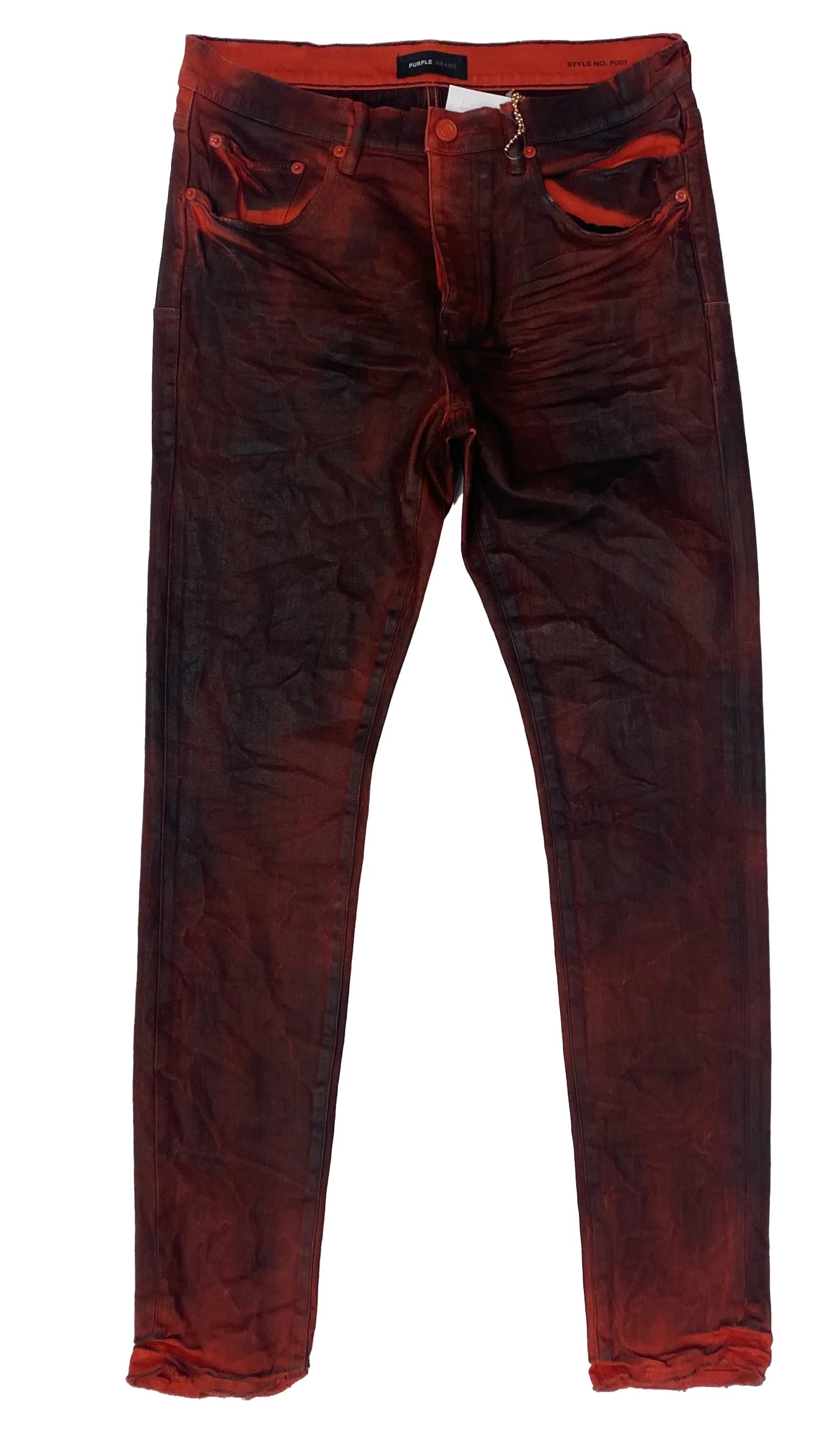 MOLTEN LAVA COLOR COATED DENIM - RED