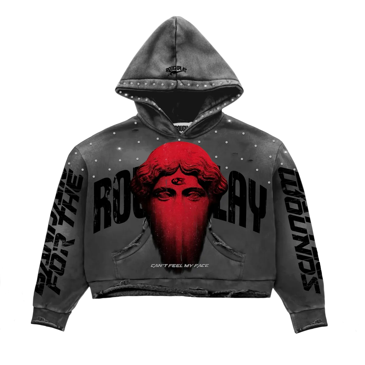 RoughPlay🩹Can’t Feel My Face Hoodie (GRY)