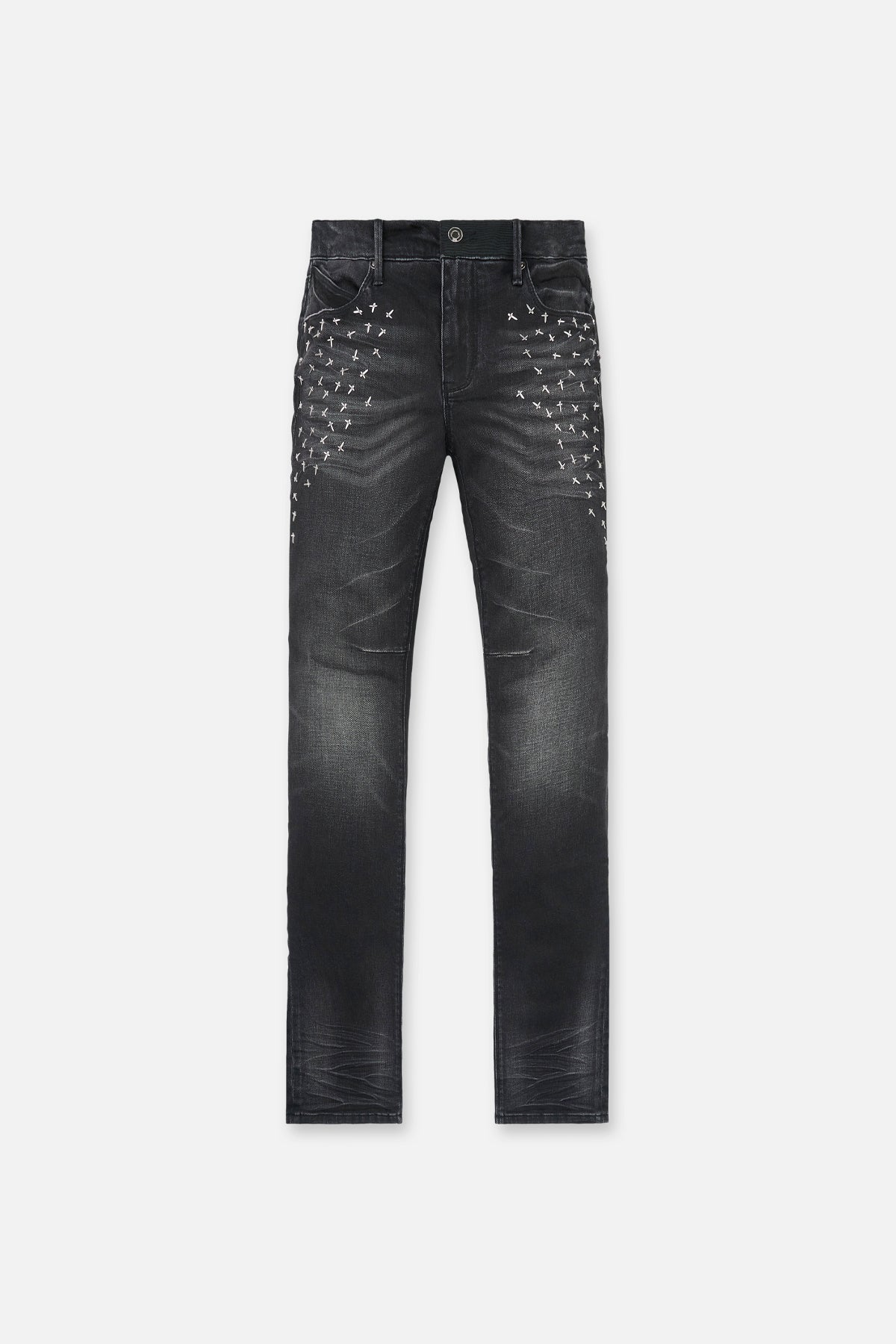 OLIVIER SKINNY STUDDED JEAN | GRAPHITE FADE CROSS