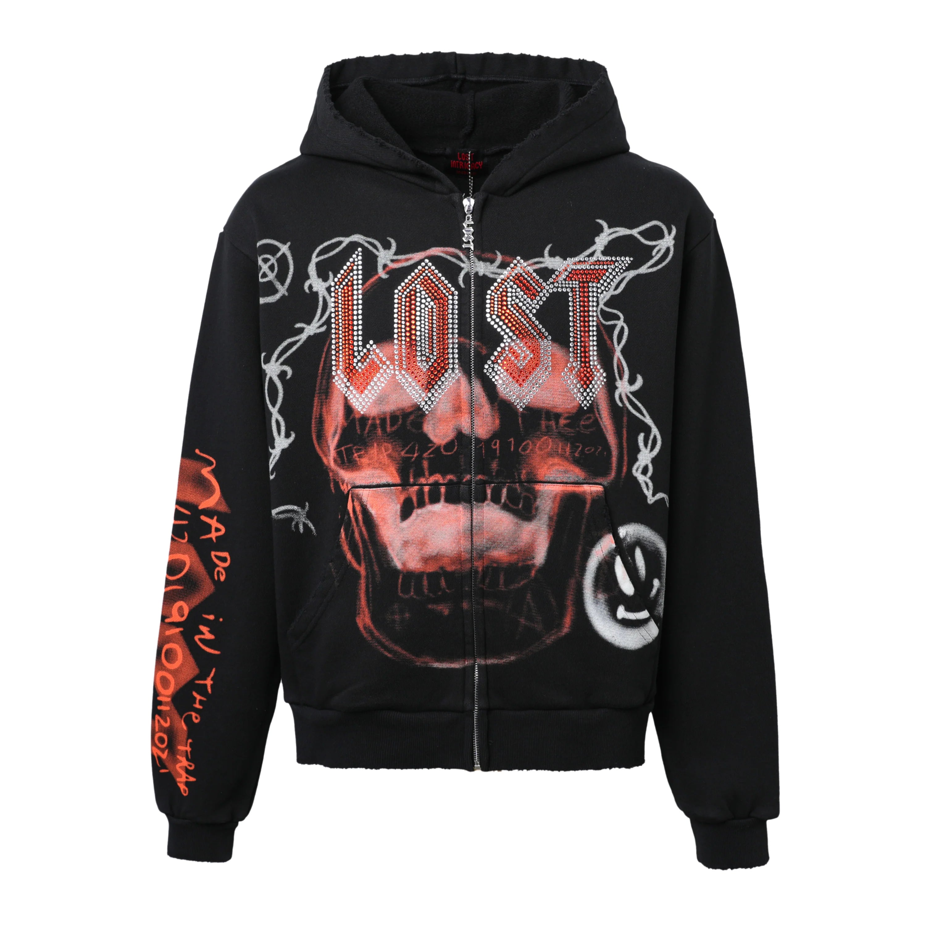 Orange Skull Bound Zip Up