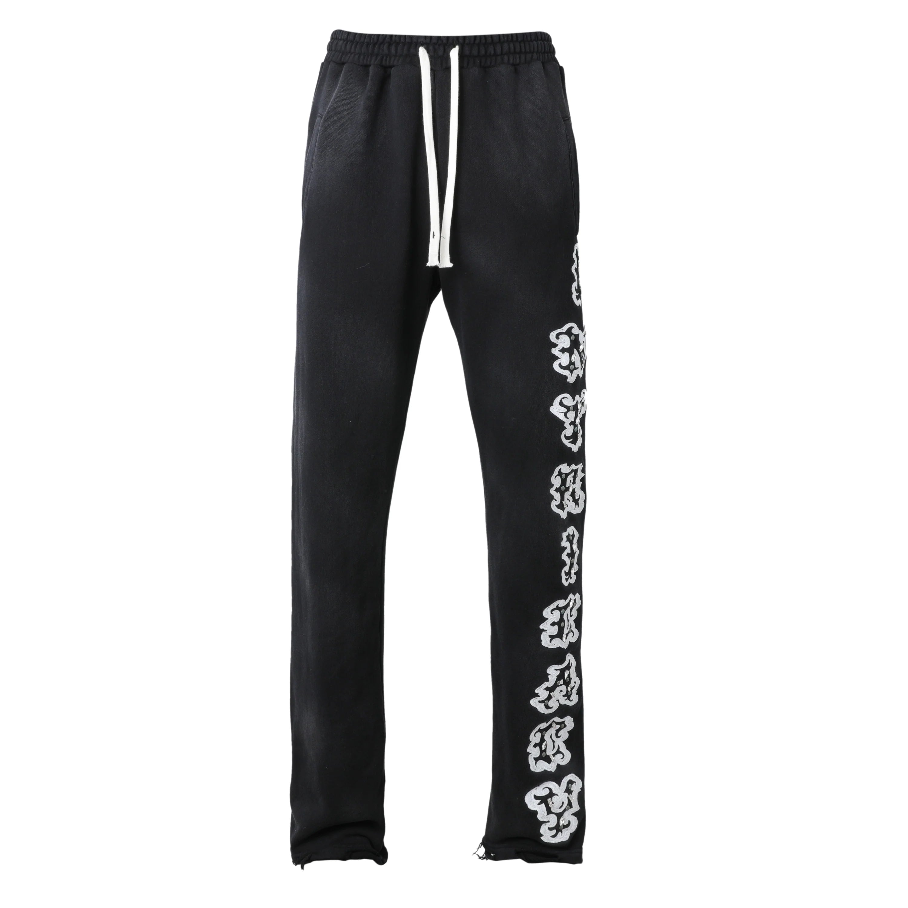 Washed Black Patch Zip Up Sweatsuit