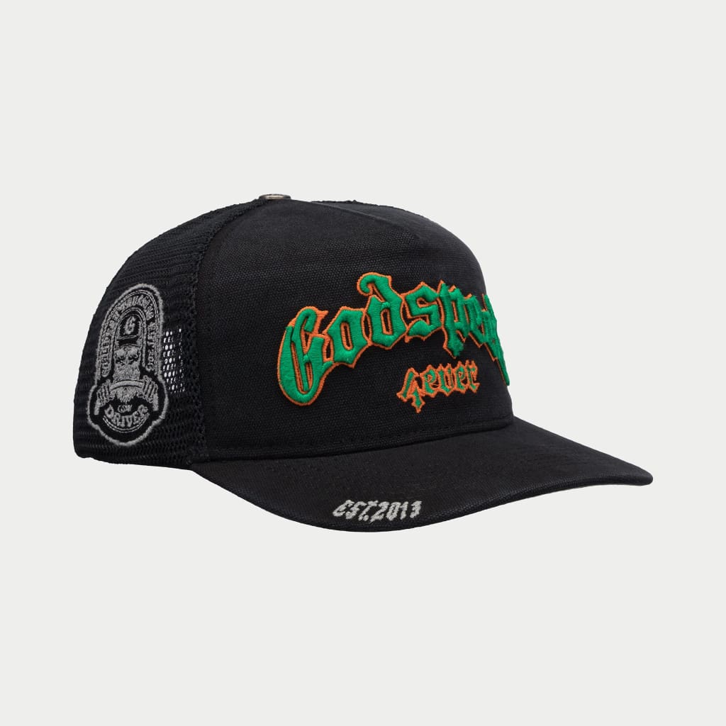 GS FOREVER TRUCKER HAT (VINTAGE BLACK/GREEN/ORANGE