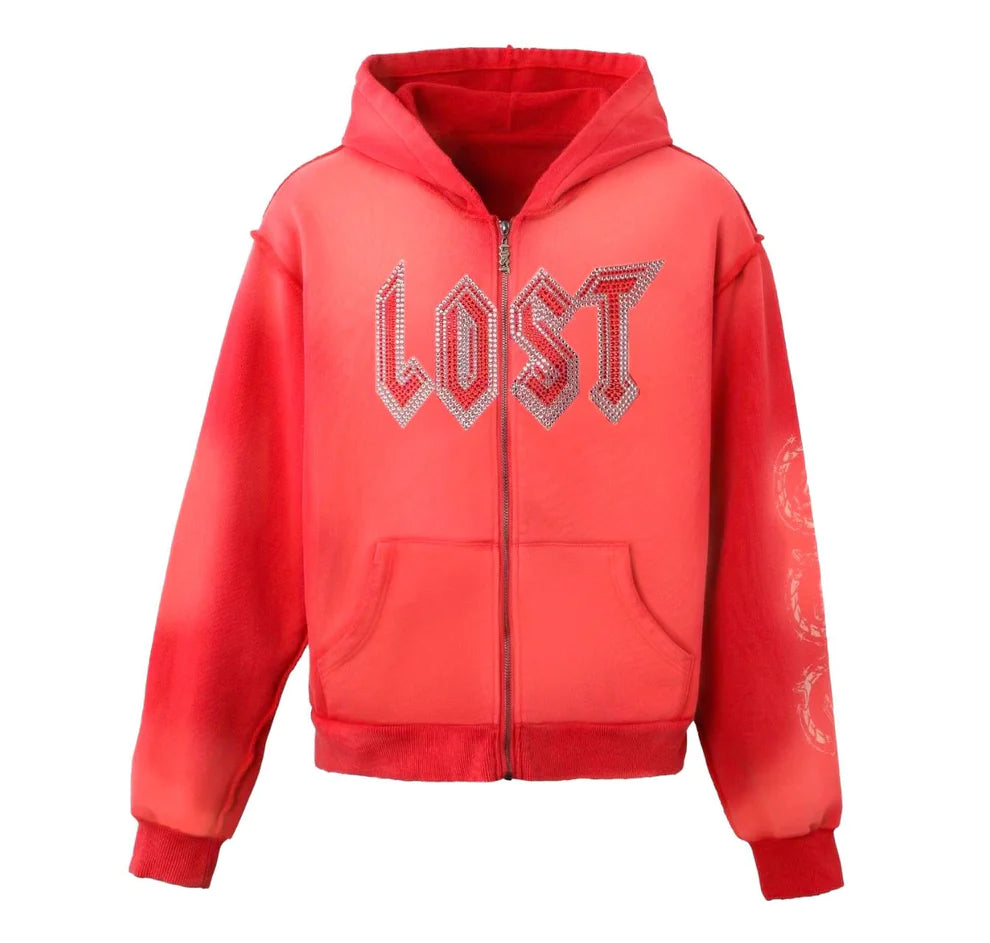 Washed Red Rhinestone Sweatsuit