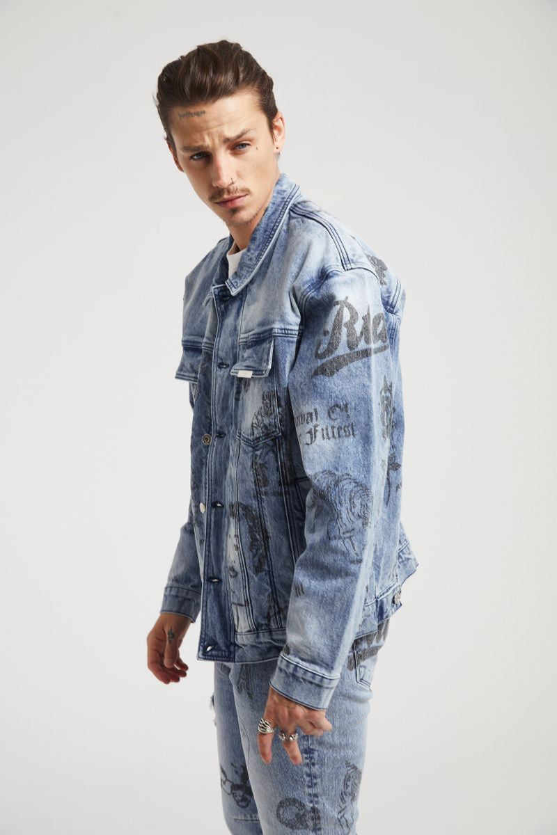 DANNY JEAN JACKET | LIGHT WASH SCRIBBLE