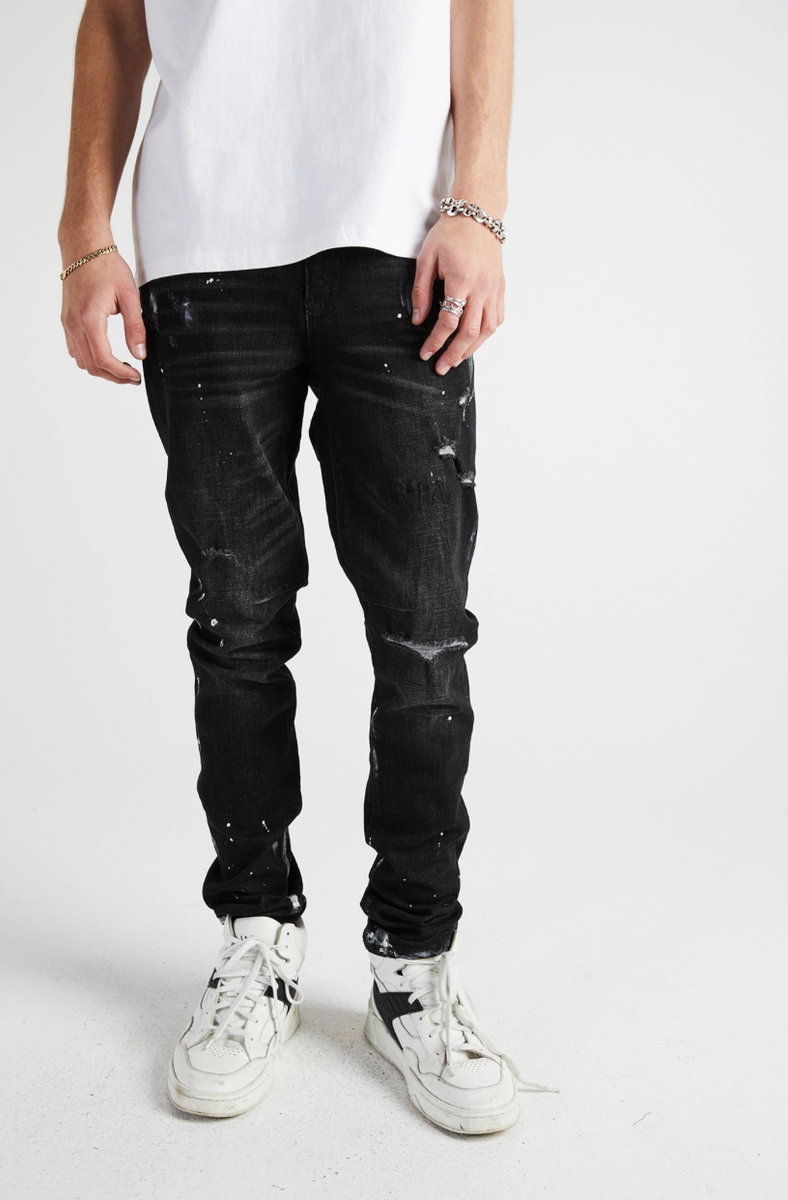 CLAYTON SKINNY JEAN | DISTRESSED CHARCOAL PAINT